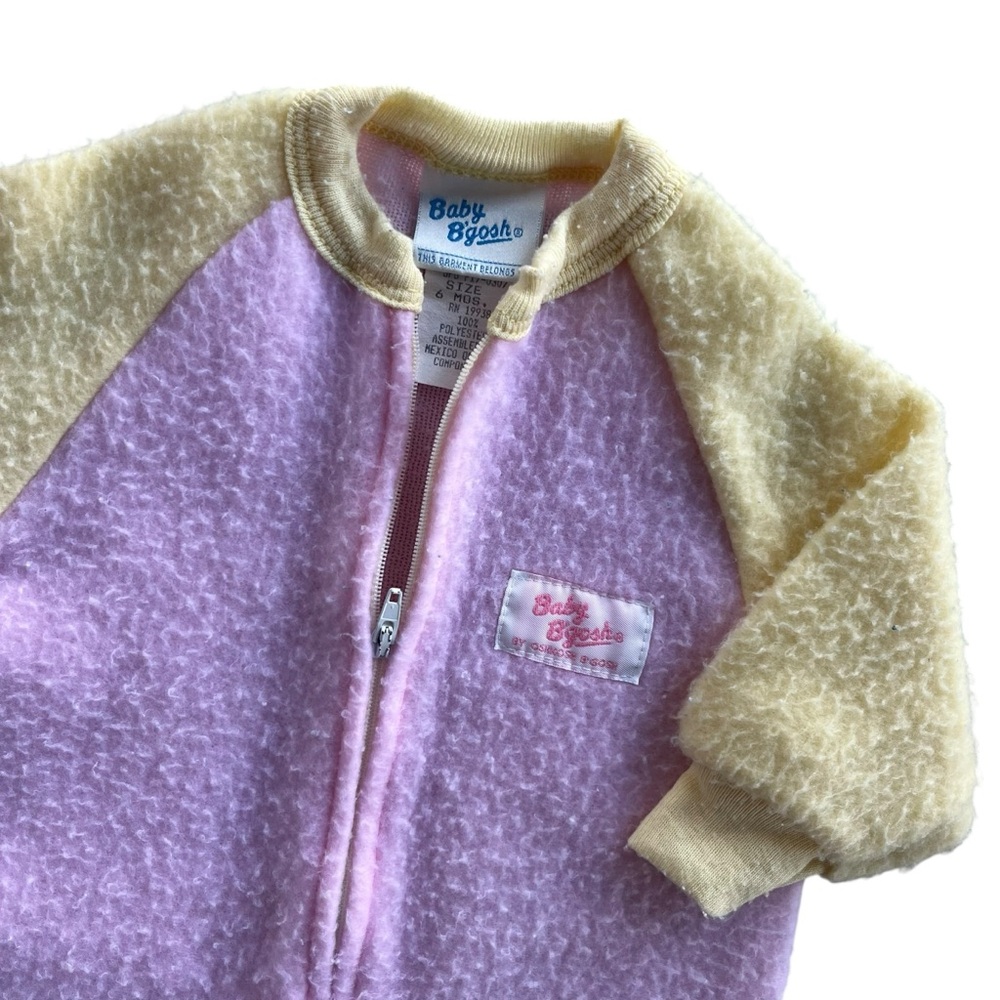 Baby Bgosh by OshKosh 6 Mon. Yellow Pink Fleece Footed Sleeper Front Zip Vintage
